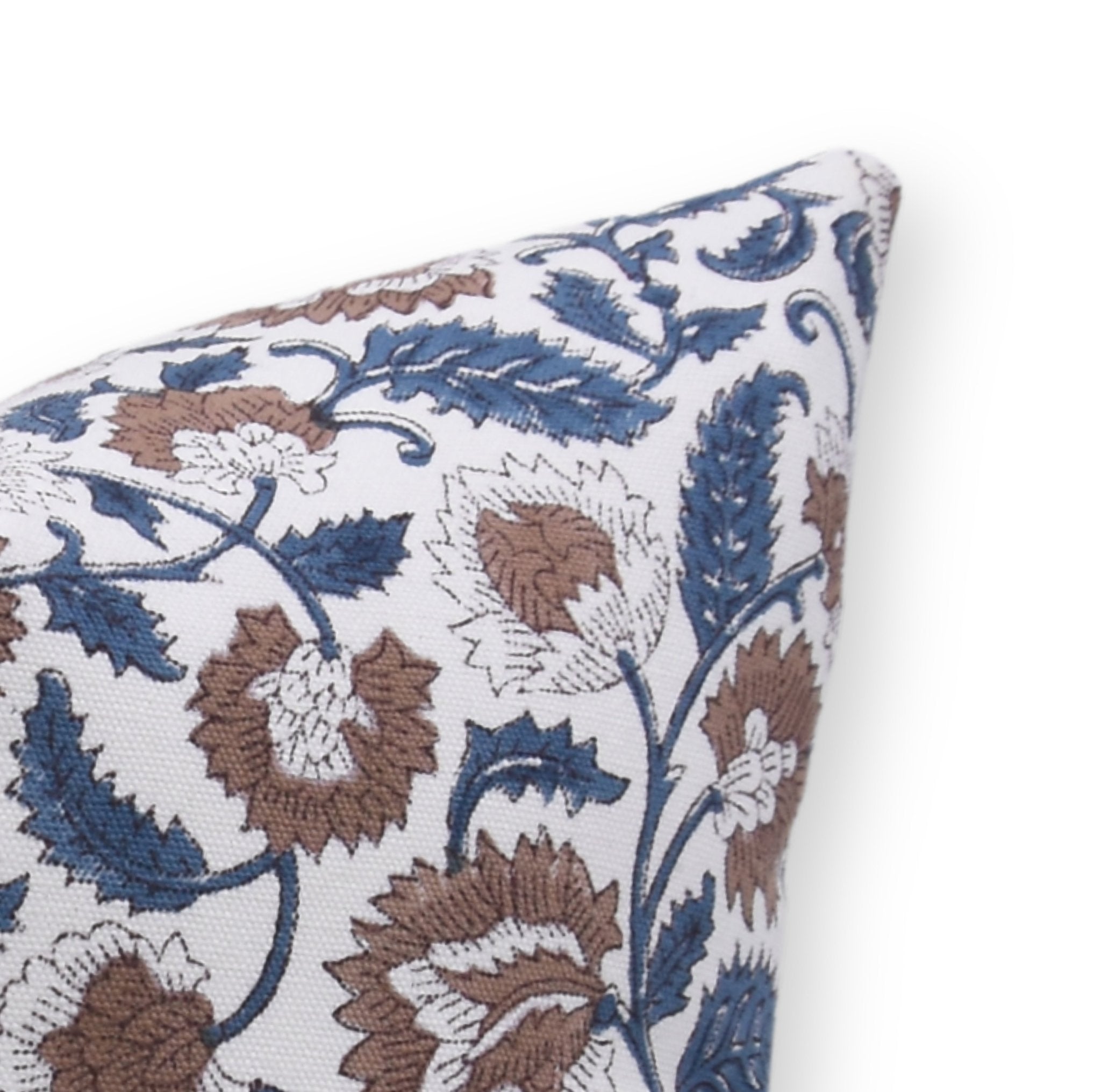 Thick Cotton White Block Print Throw Pillow Cover - MANDAKNI - Fabdivine