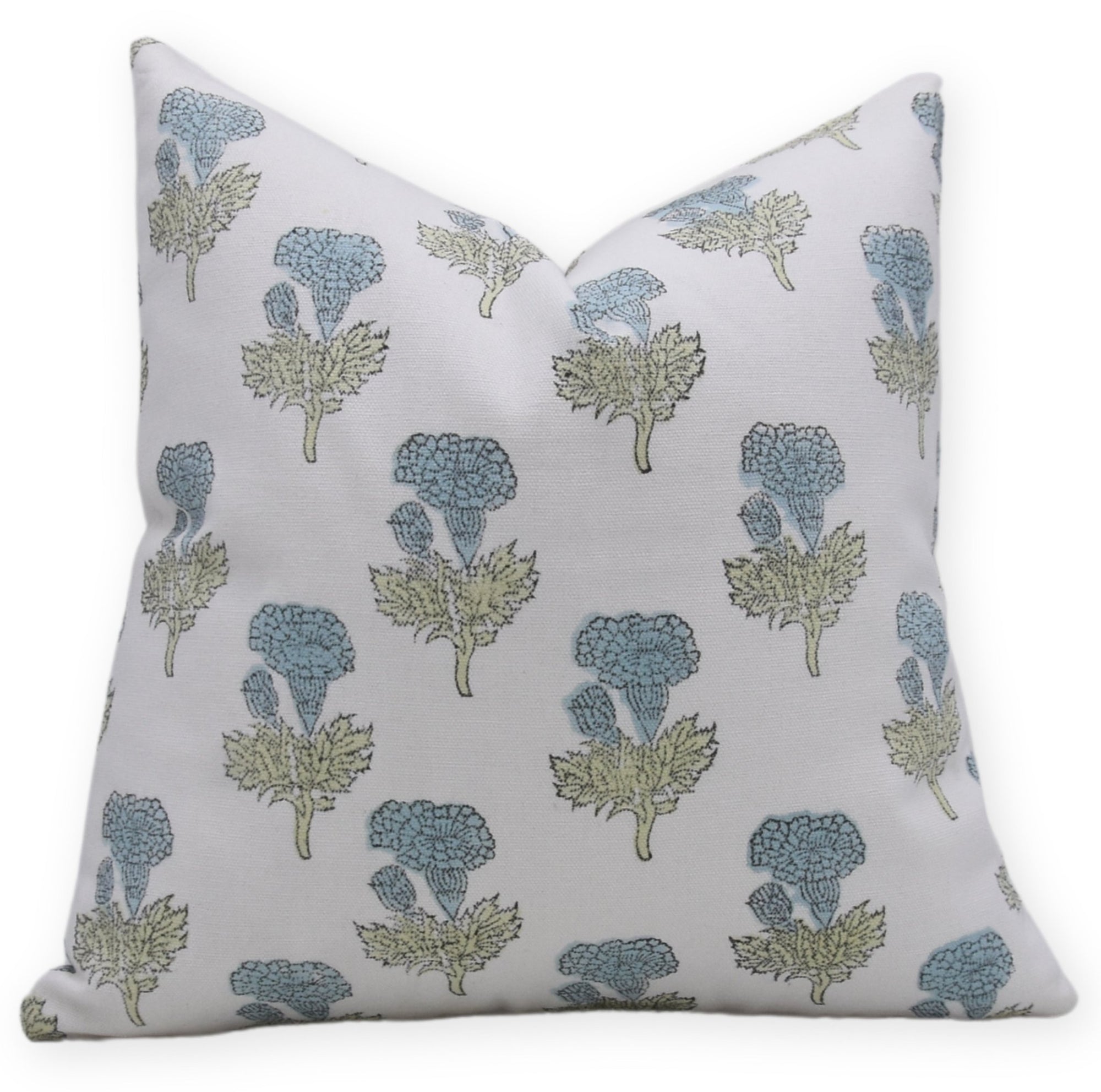 Thick Cotton White block print designer boho pillow/cushion cover - MANMOHAN - Fabdivine