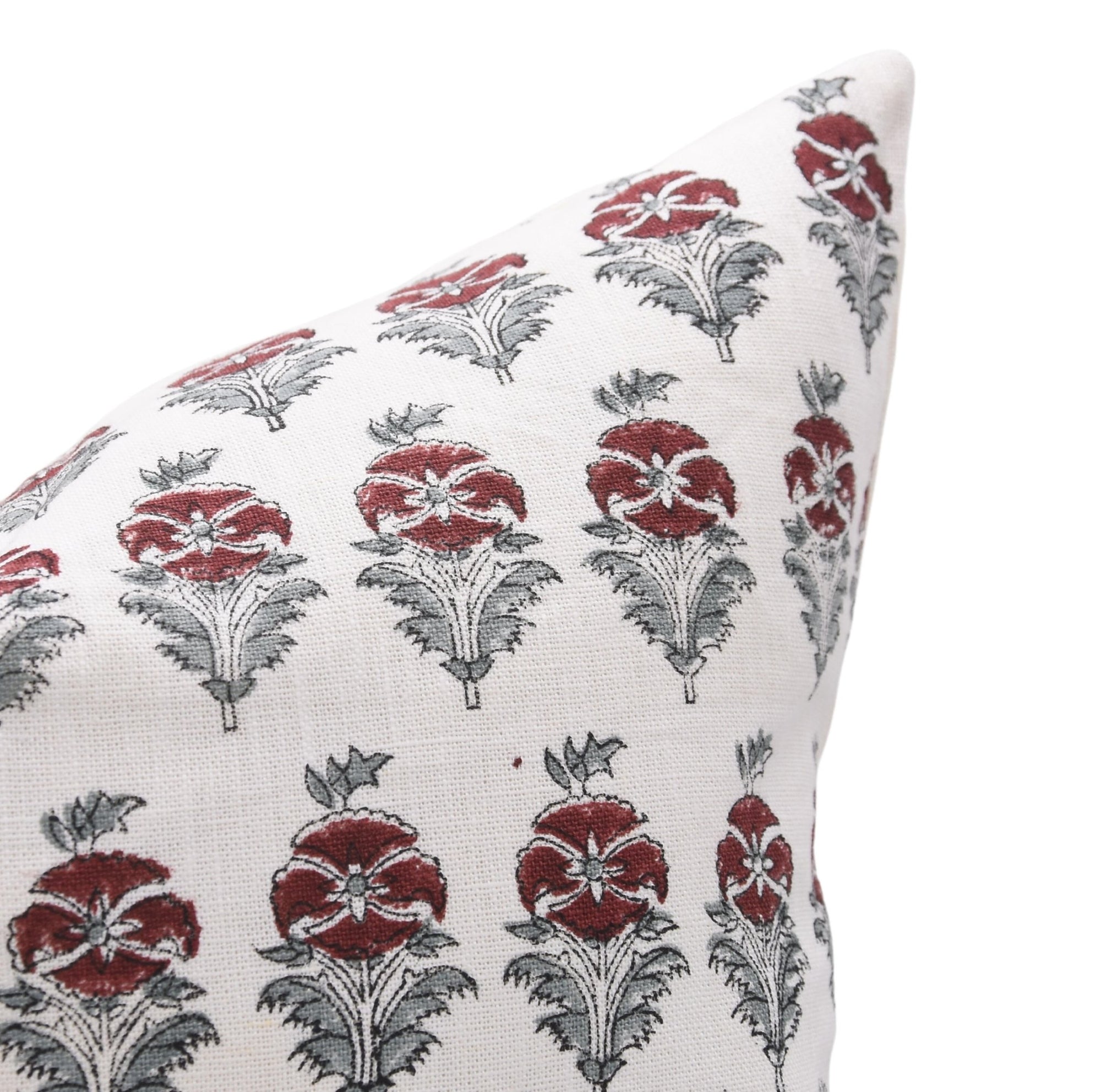 Block print Pillow cover for sofa, couch or bed- pure white linen- MOR MUKUT - Fabdivine