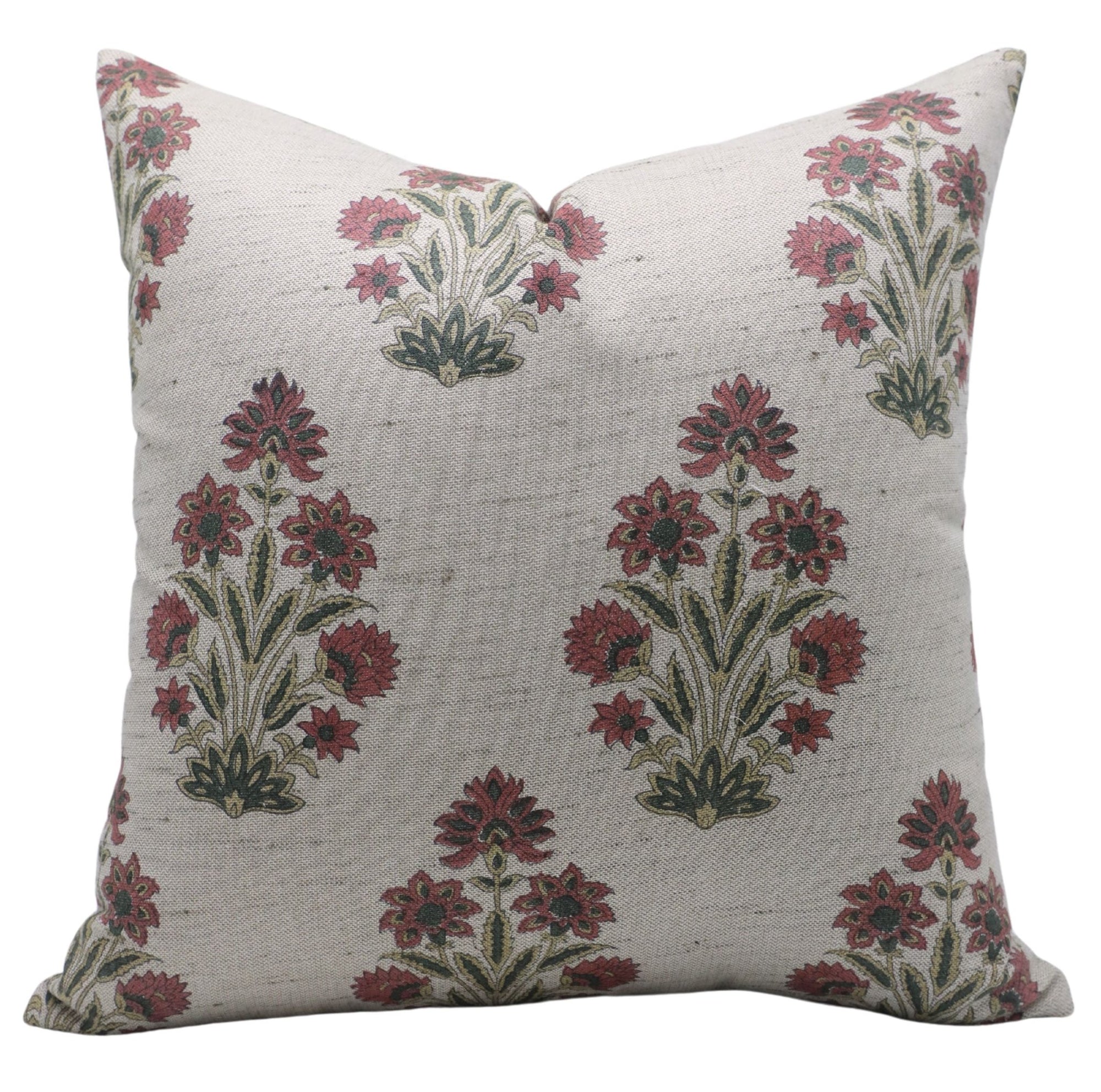 Block print Linen Blend throw pillow cover- MOR PANKH - Fabdivine