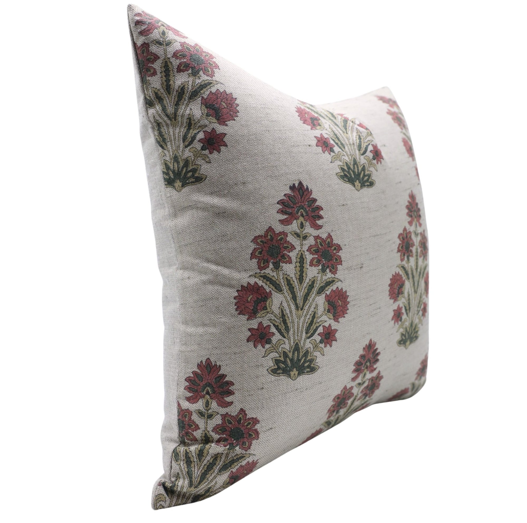 Block print Linen Blend throw pillow cover- MOR PANKH - Fabdivine