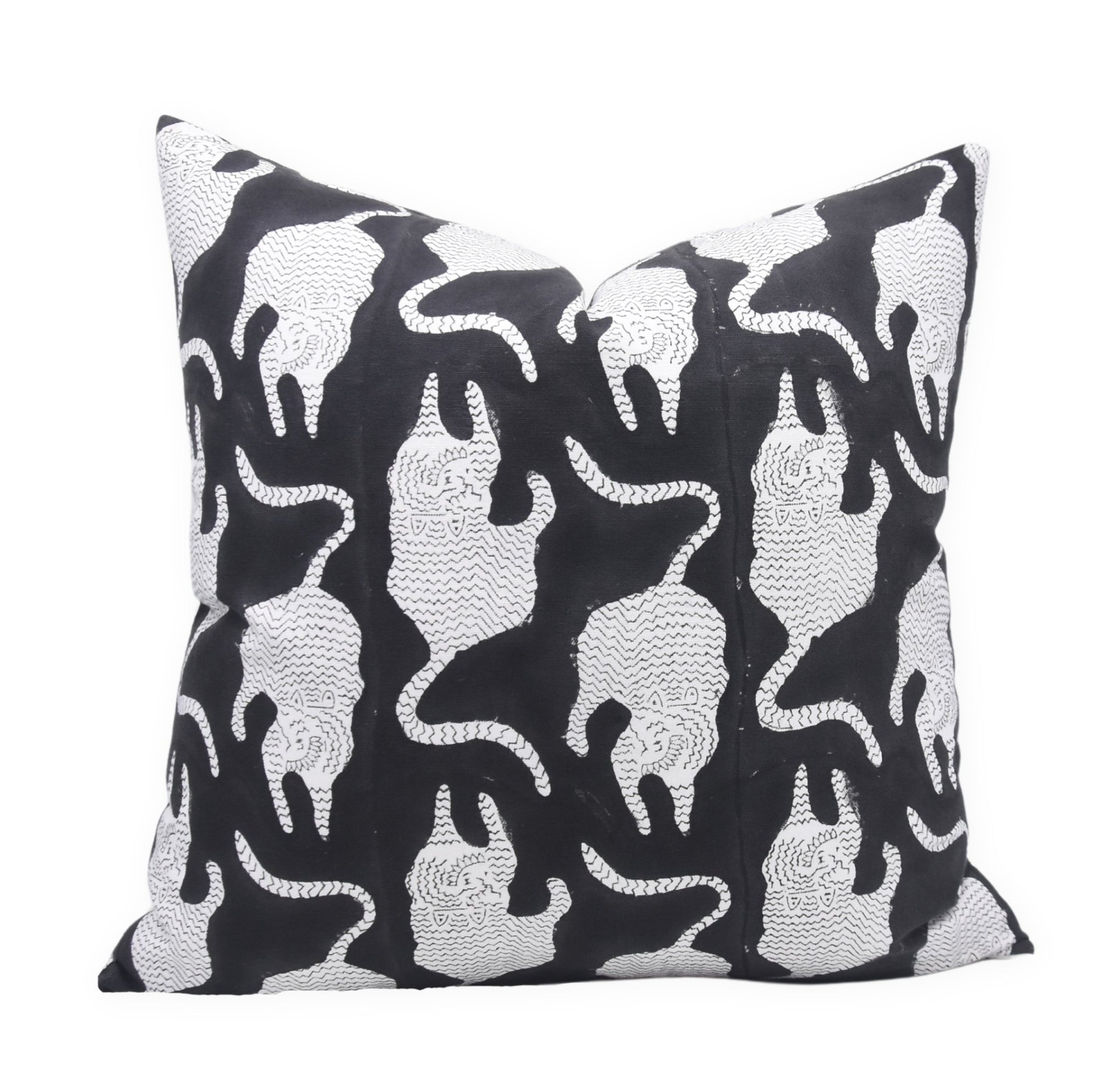 Block print Pillow cover for sofa, couch or bed- Thick Cotton White - MUSHAK - Fabdivine