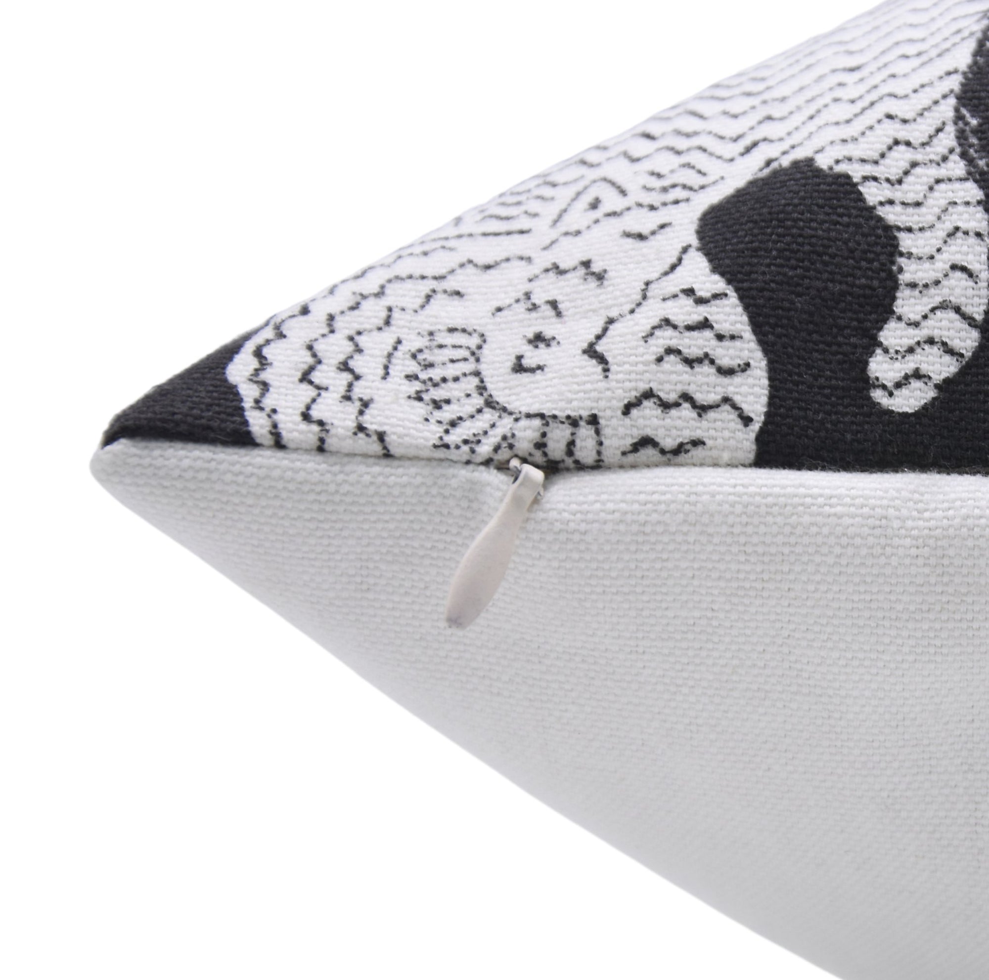 Block print Pillow cover for sofa, couch or bed- Thick Cotton White - MUSHAK - Fabdivine