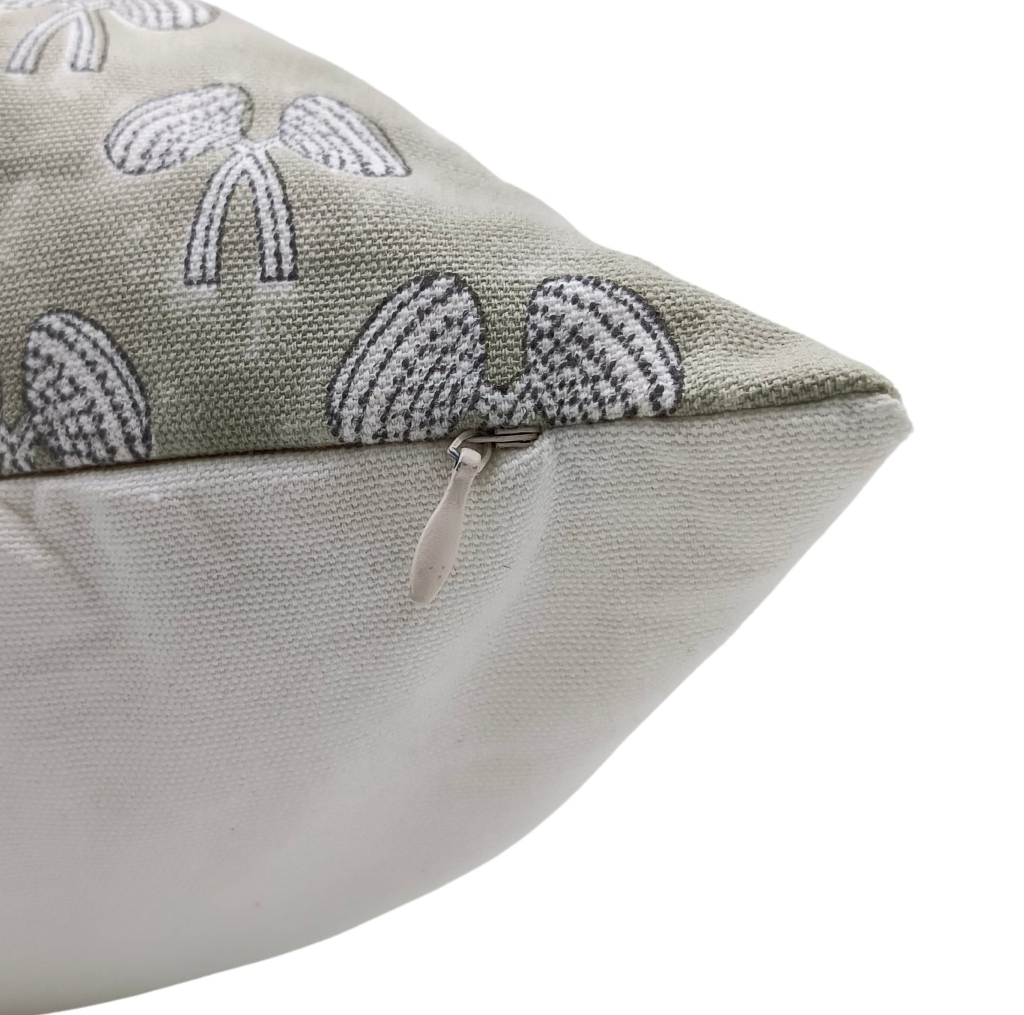 Thick Cotton White block print designer boho pillow/cushion cover - MUSHROOM - Fabdivine