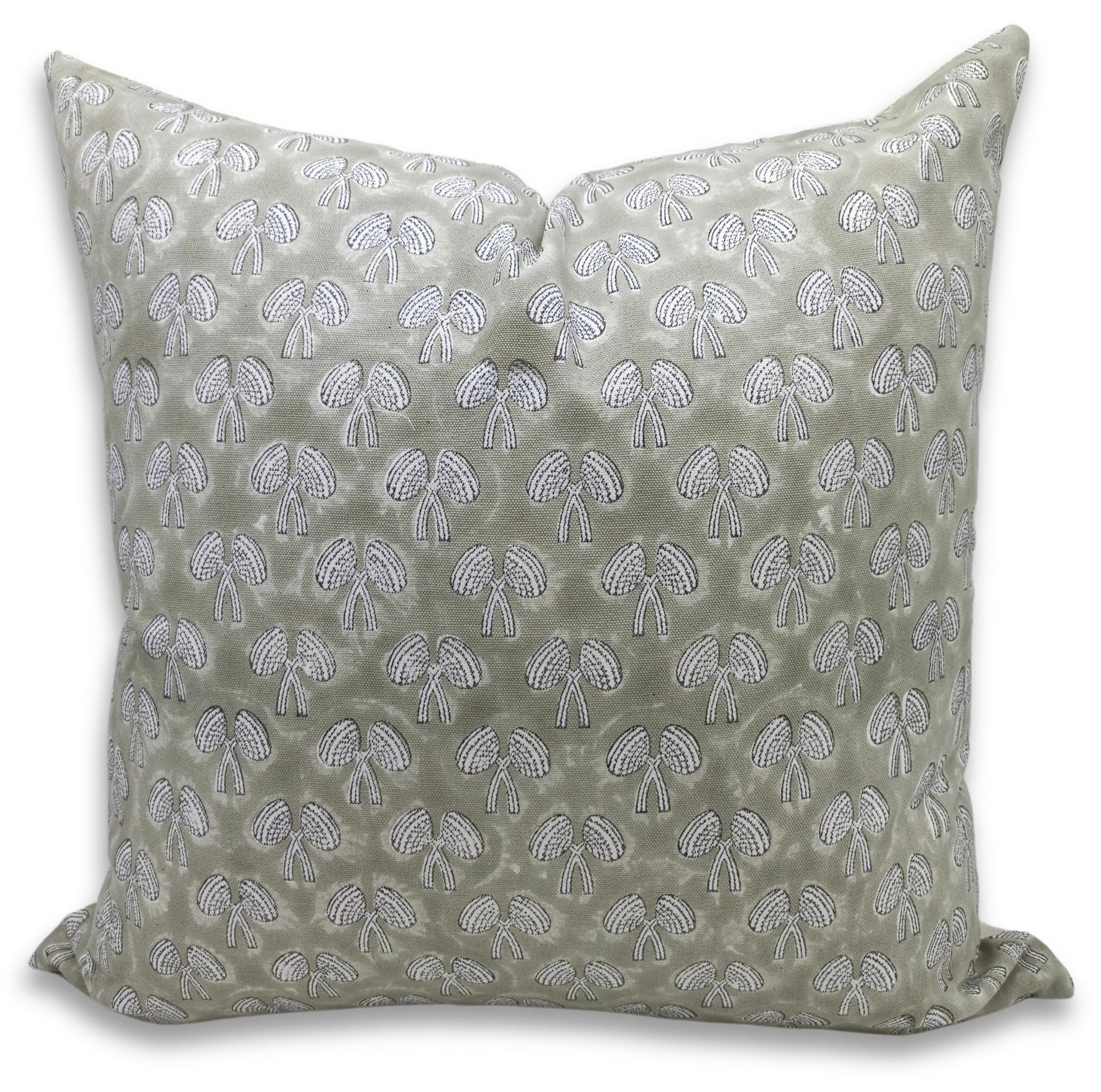 Thick Cotton White block print designer boho pillow/cushion cover - MUSHROOM - Fabdivine