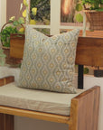 Block Printed Floral Decorative Thick Linen Pillow Cover - LEHAR