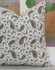 Handmade Floral Designer Lumbar Pillow Cover Thick Cotton Green - KERI JAAL