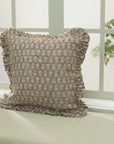 Indian Hanmade Block Printed Frill Thick Linen Pillow Cover - Tulsi Buti