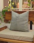 Handmade Blue Block Printed Thick Linen Cushion Cases - Blue Bori