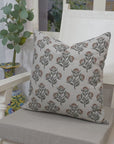 Block Printed Thick Linen Throw Pillow Cover - Bael Patra