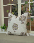 Hand Block Print Thick Cotton White Designer Pillow Cover - Anar