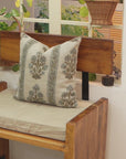 Block Printed Thick Linen Throw Pillow Cover - Morpankh