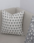 Block Print Pillow Cover For Sofa Couch Or Bed - Off White Linen - Kohinoor