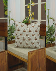 Elegant Floral Block Printed Thick Linen Cushion Cases - Kirti