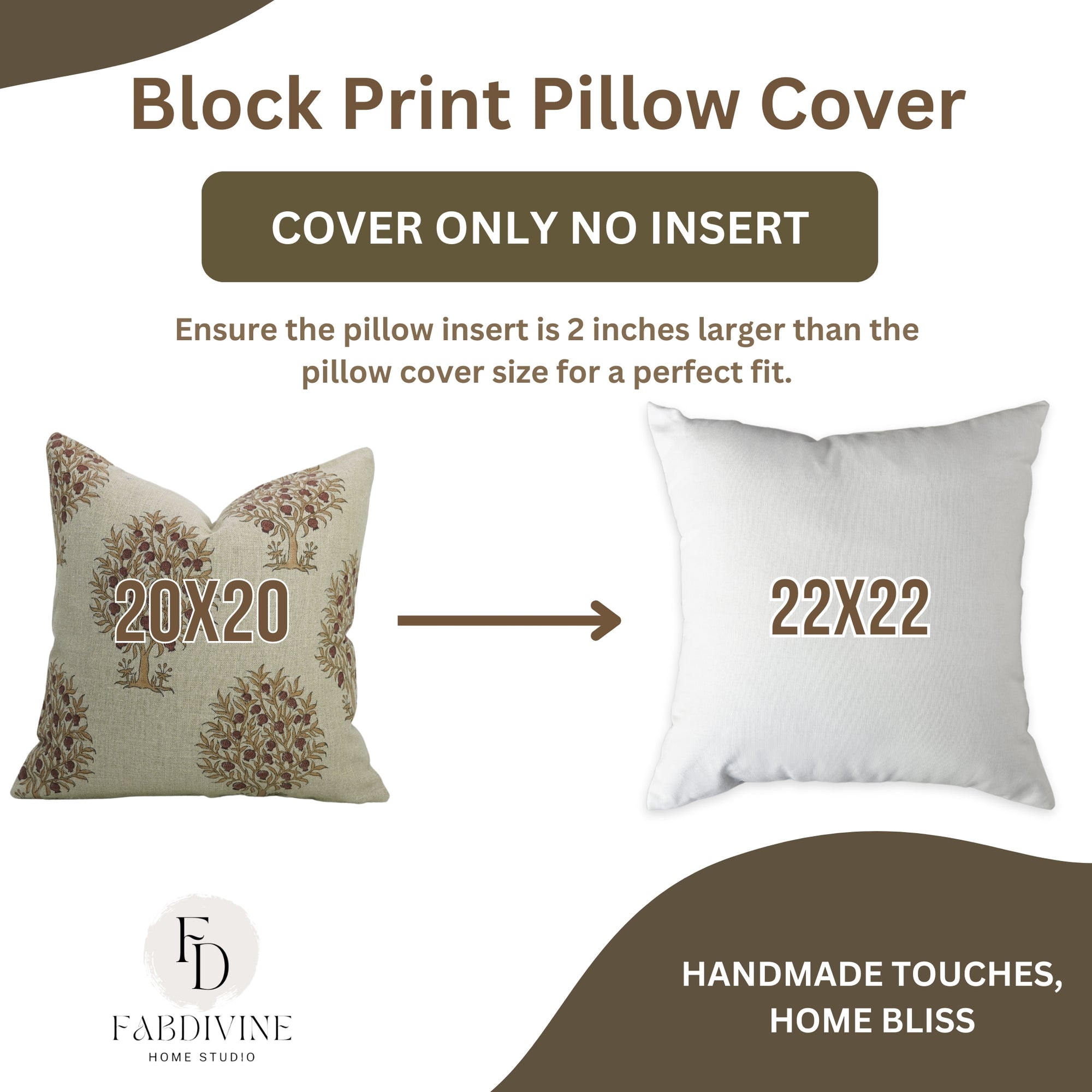 Block Print Pillow Cover For Sofa Couch Or Bed - Thick Linen - Anar