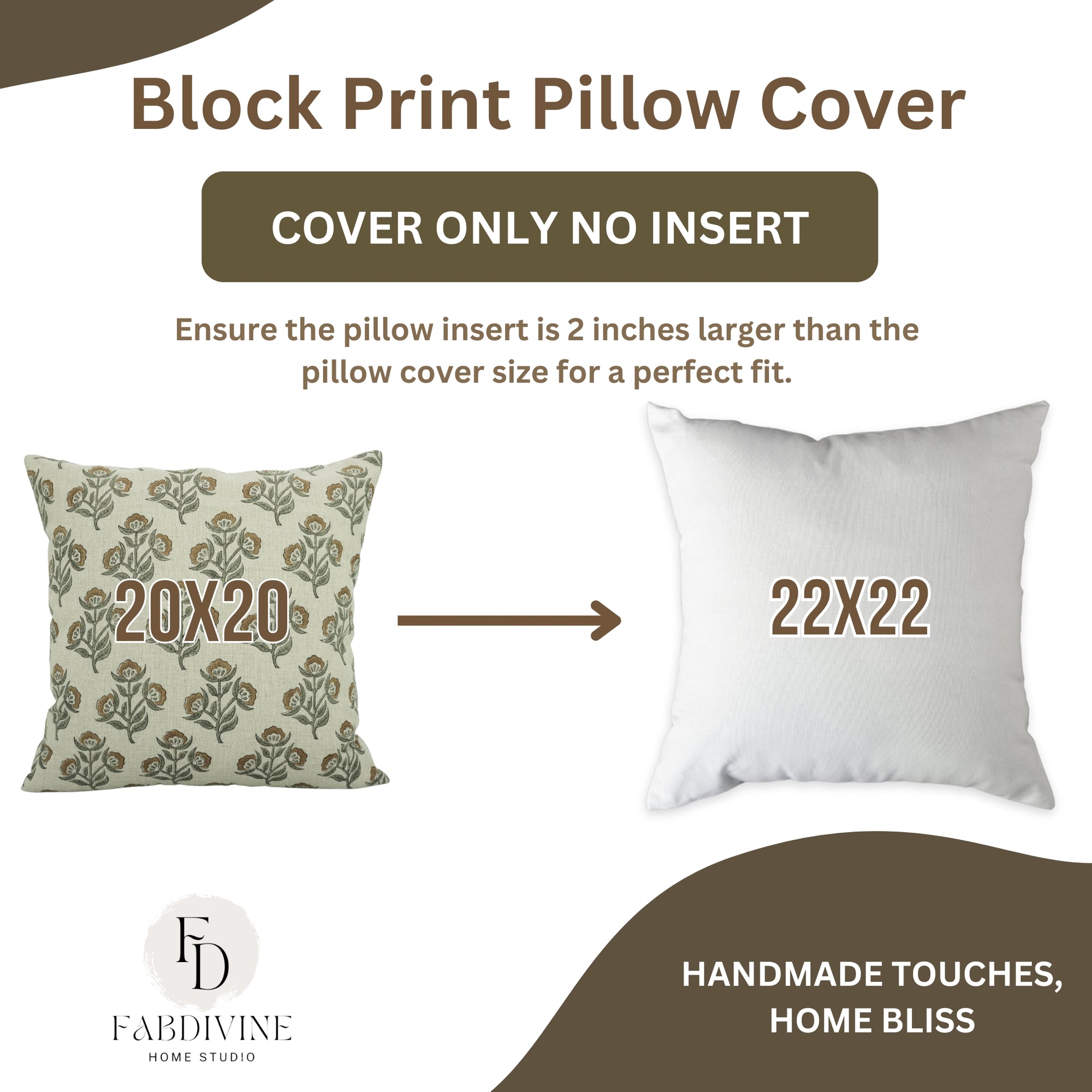 Block Printed Thick Linen Throw Pillow Cover - Bael Patra