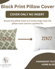 Block Printed Thick Linen Throw Pillow Cover - Bael Patra