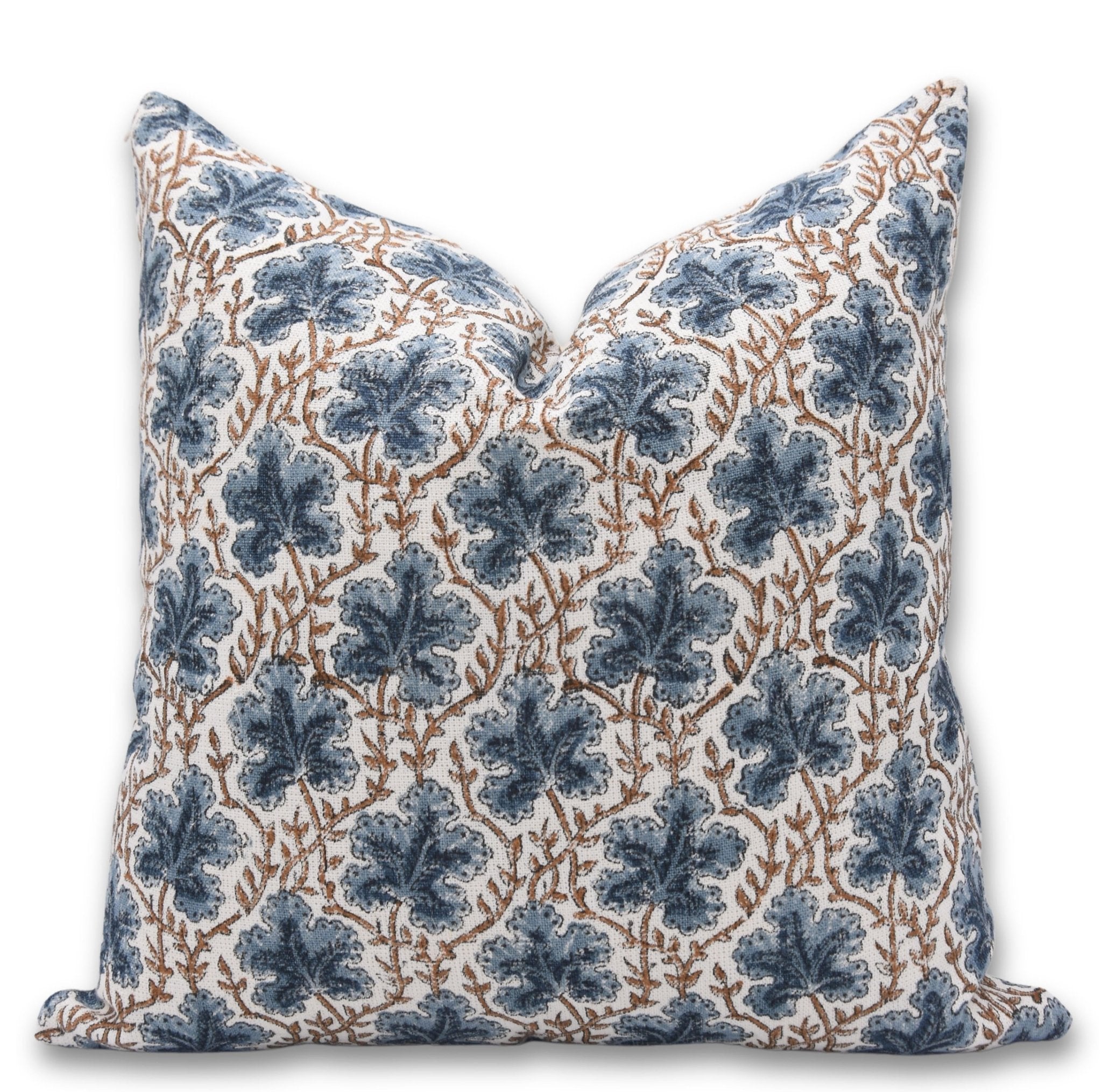 Block print Pillow cover for sofa, couch or bed- off white linen- PUSHP SAMHITA - Fabdivine