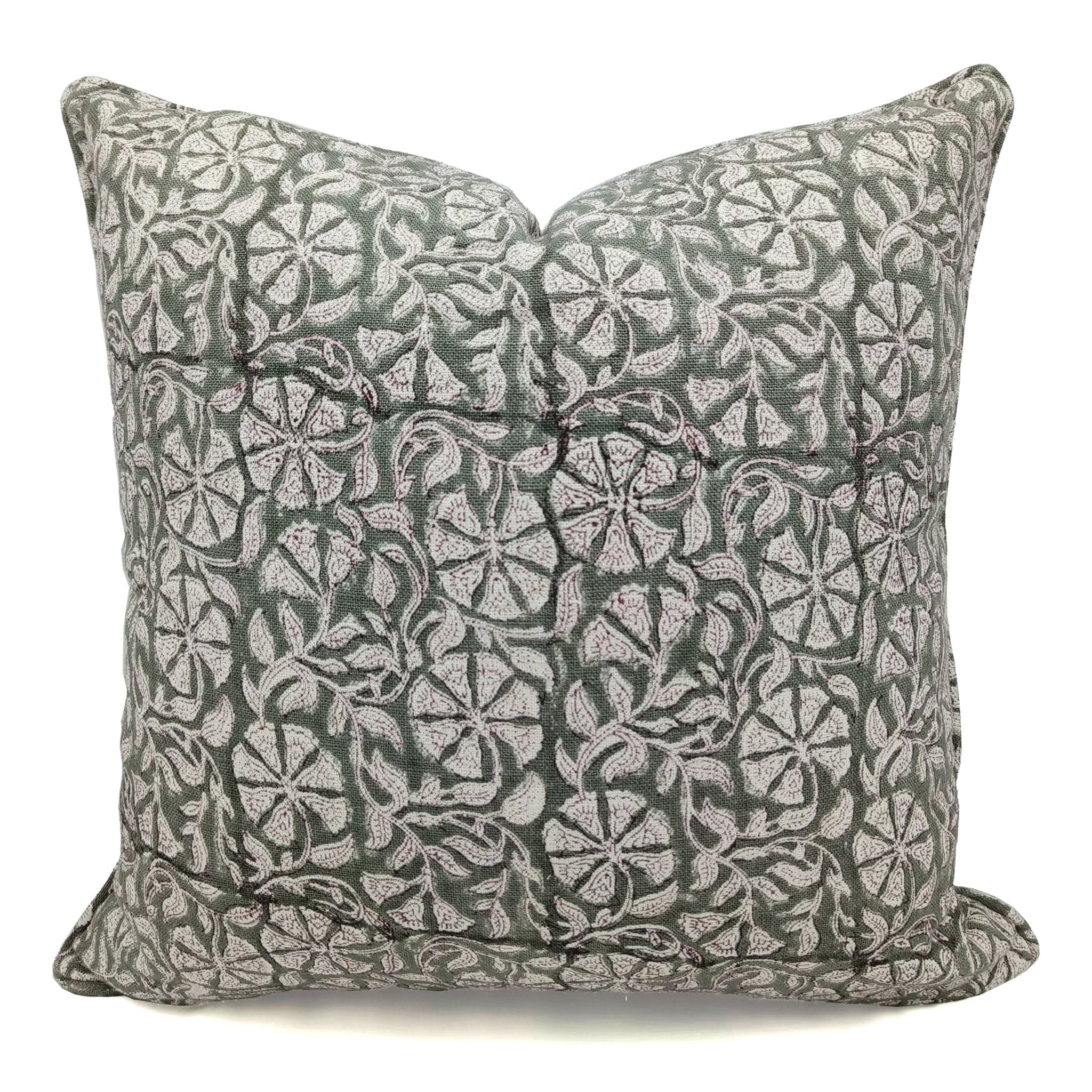 Throw Pillow Cover –Designer Collection of Hand Block Print Thick Linen- RUDRAKSHA - Fabdivine