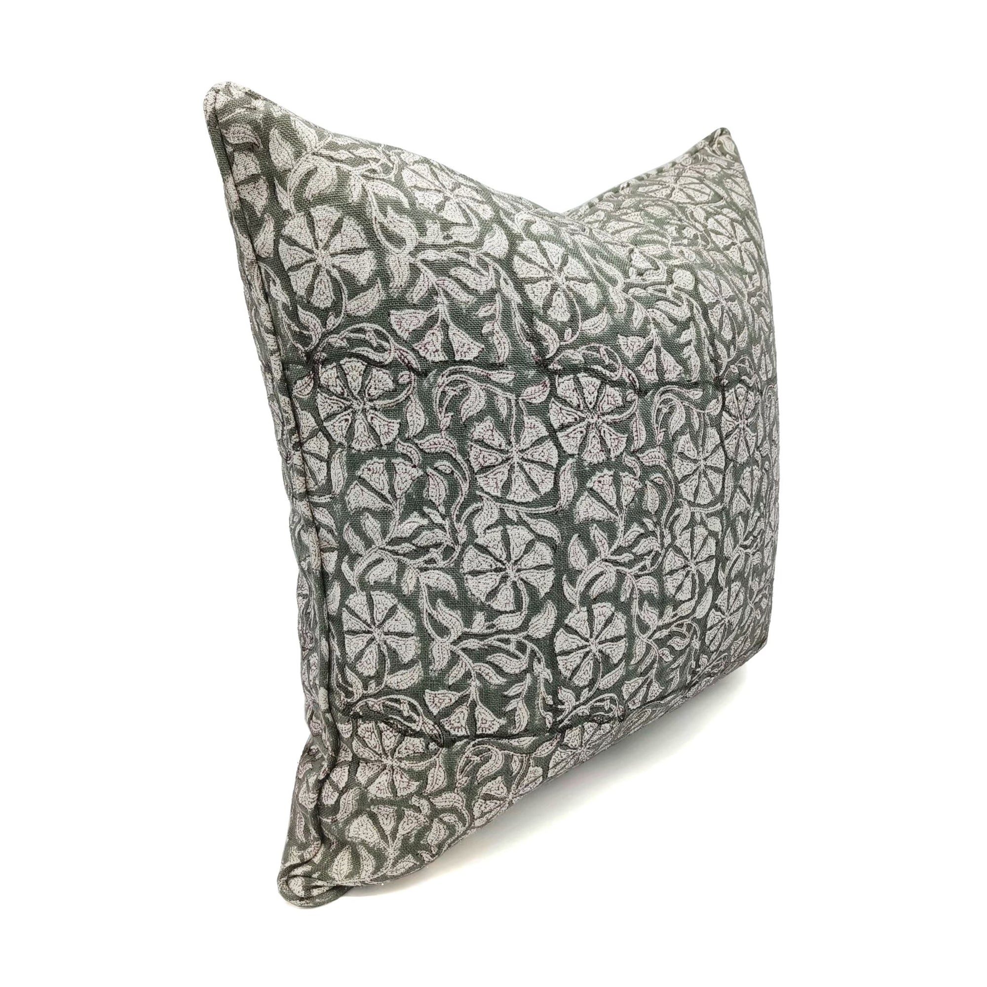 Throw Pillow Cover –Designer Collection of Hand Block Print Thick Linen- RUDRAKSHA - Fabdivine