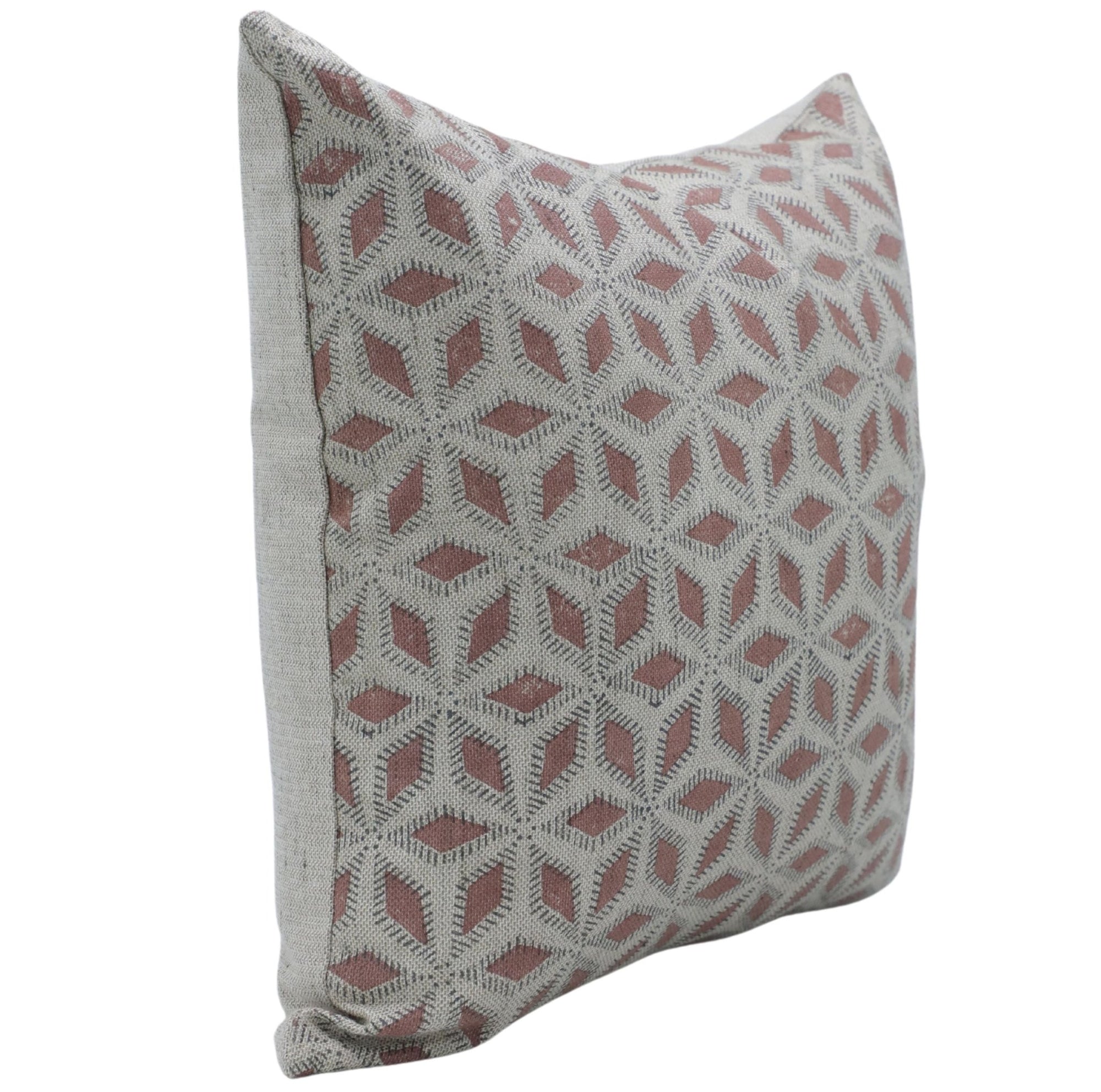 Block print Pillow cover for sofa, couch or bed- Linen Blend- SHATKON - Fabdivine