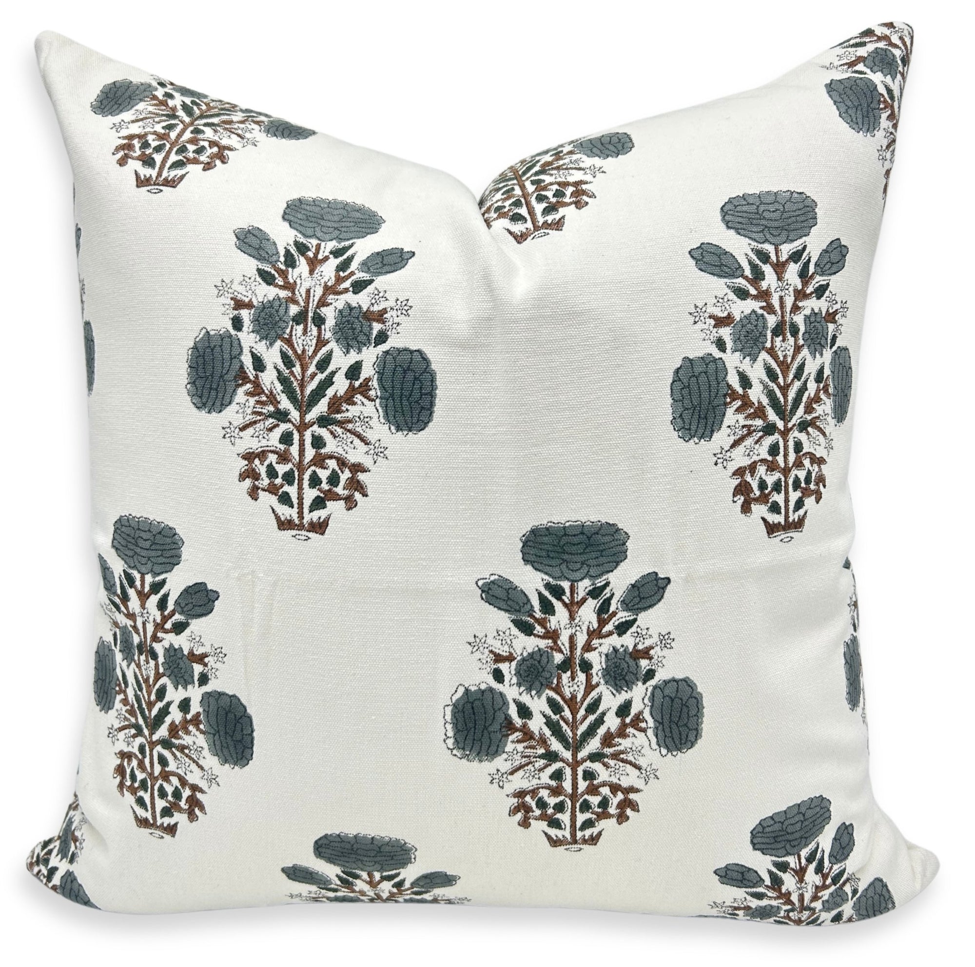 Block print Pillow cover for sofa, couch or bed- thick cotton white- SWADESH - Fabdivine