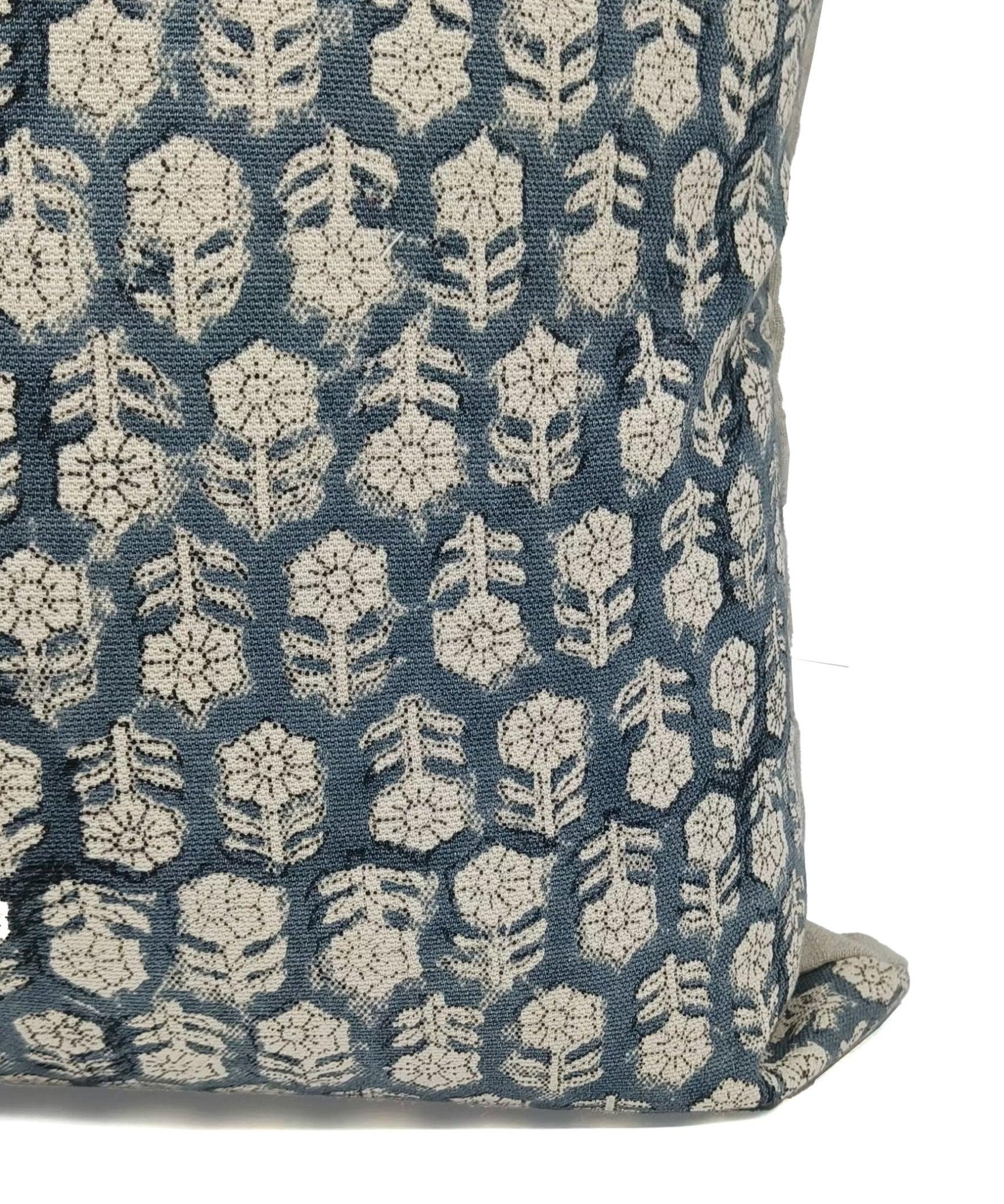 TULSI BUTI Block Print Cotton Throw Pillow Cover - Fabdivine