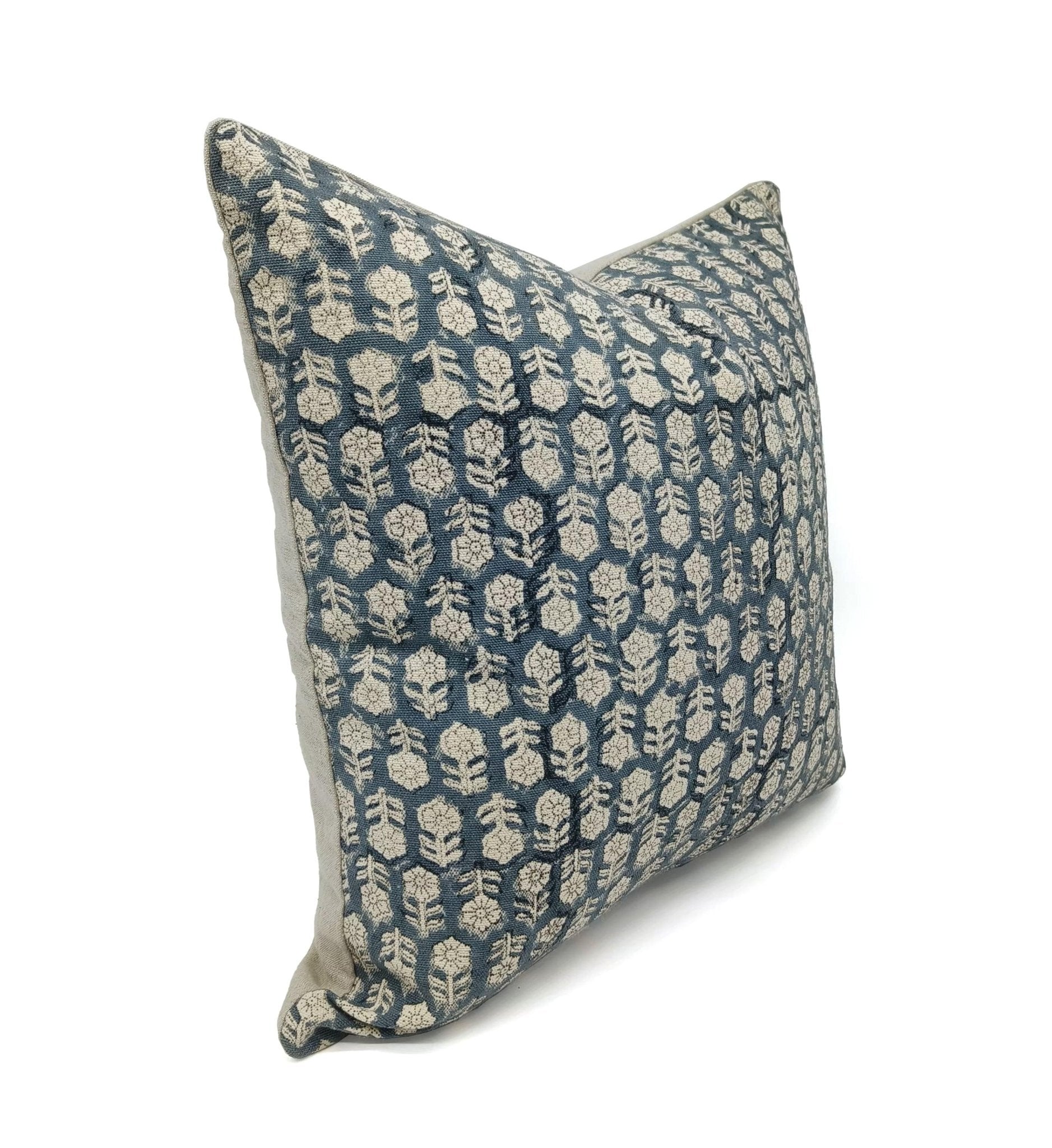 TULSI BUTI Block Print Cotton Throw Pillow Cover - Fabdivine