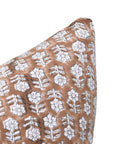 Thick Cotton White block print designer boho pillow/cushion cover- TULSI BUTI - Fabdivine