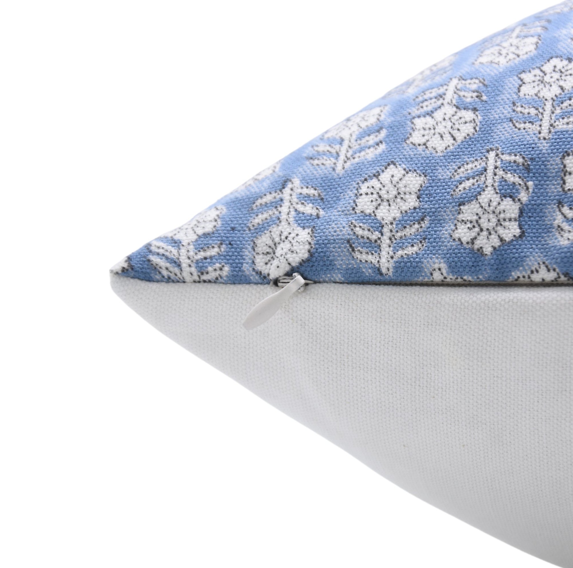 Hand Block Print Thick Cotton White Pillow Cover - TULSI BUTI - Fabdivine