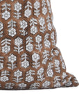 Thick Cotton White block print designer boho pillow/cushion cover- TULSI BUTI - Fabdivine