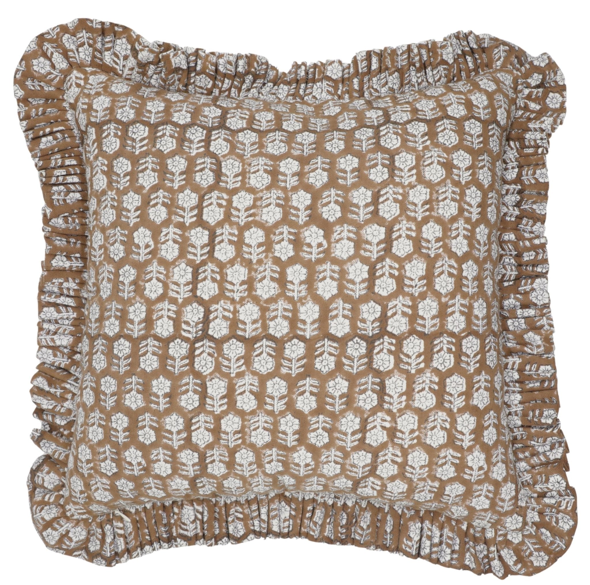 TULSI BUTI - Ruffle Pillow Cover - Fabdivine