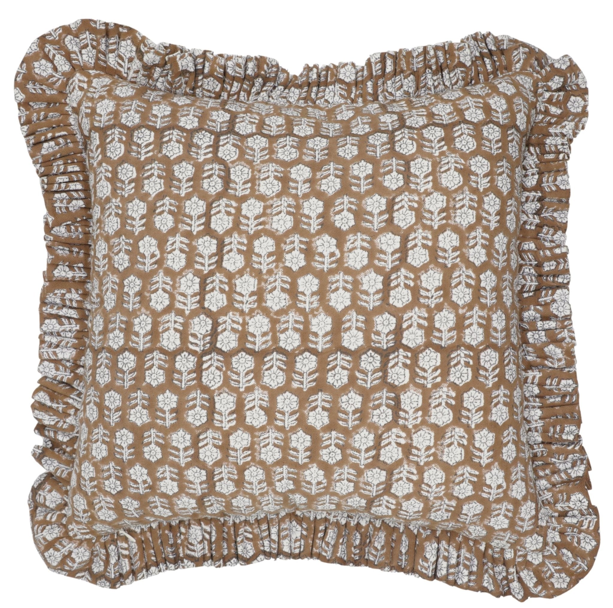 TULSI BUTI - Ruffle Pillow Cover - FABDIVINE LLC