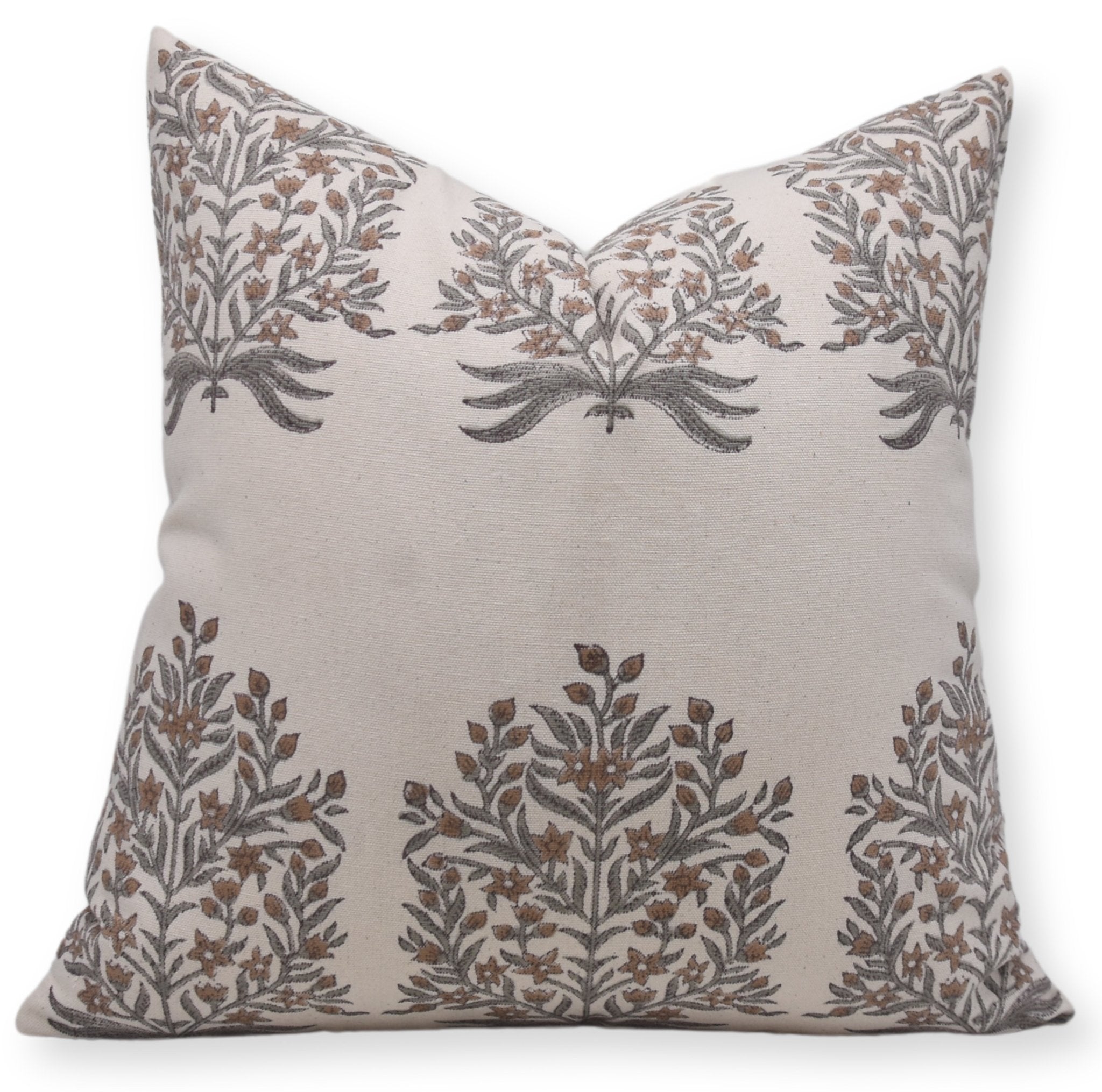 Designer Hand Block Print Thick Cotton Throw Pillow Cover - VRINDAVAN - Fabdivine